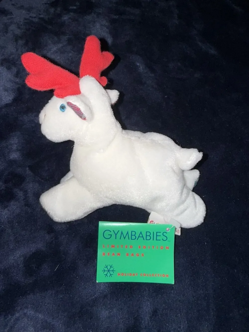 NEW VTG Gymboree Gymbabies Beanbag Plush Reindeer Red Antlers Plaid Christmas